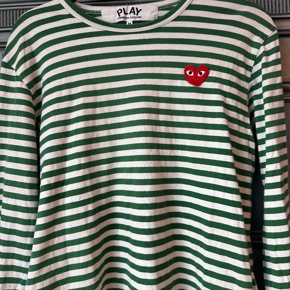 Comme des Garçons PLAY Green Stripe Shirt Size M - Picture 4 of 9